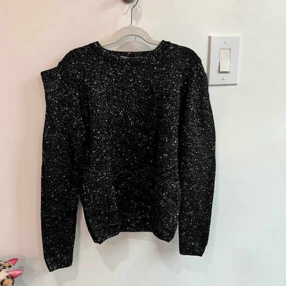 Autumn Cashmere Kids Girls Sweater with Sparkles and Shoulder Detail